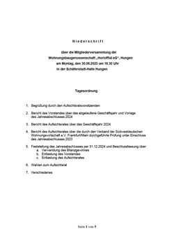 Mitgliederversammlung 2025 Niederschrift